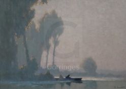 § Alexandre Jacob (1876-1972)oil on boardFigure in a rowing boat at sunrisesigned9.5 x 13.25in.