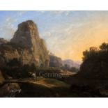 Early 19th century Dutch Schooloil on canvasTraveller in a mountain landscape11.5 x 14in.