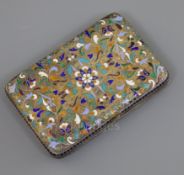 A 20th century Russian 875 silver and polychrome enamel cigarette case, of rounded rectangular