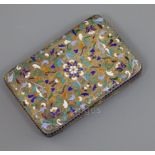 A 20th century Russian 875 silver and polychrome enamel cigarette case, of rounded rectangular