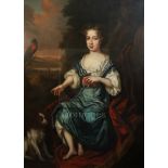 Circle of Sir Peter Lely (1618-1680)oil on canvasPortrait of a child seated beside a spaniel, a