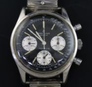 A gentleman's 1960's stainless steel Breitling Top Time chronograph manual wind wrist watch, the