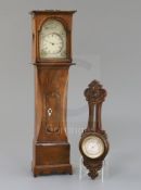 A Victorian mahogany miniature longcase clock, with watch movement, height 14.75in., and a late