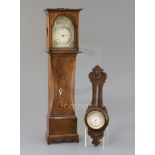 A Victorian mahogany miniature longcase clock, with watch movement, height 14.75in., and a late