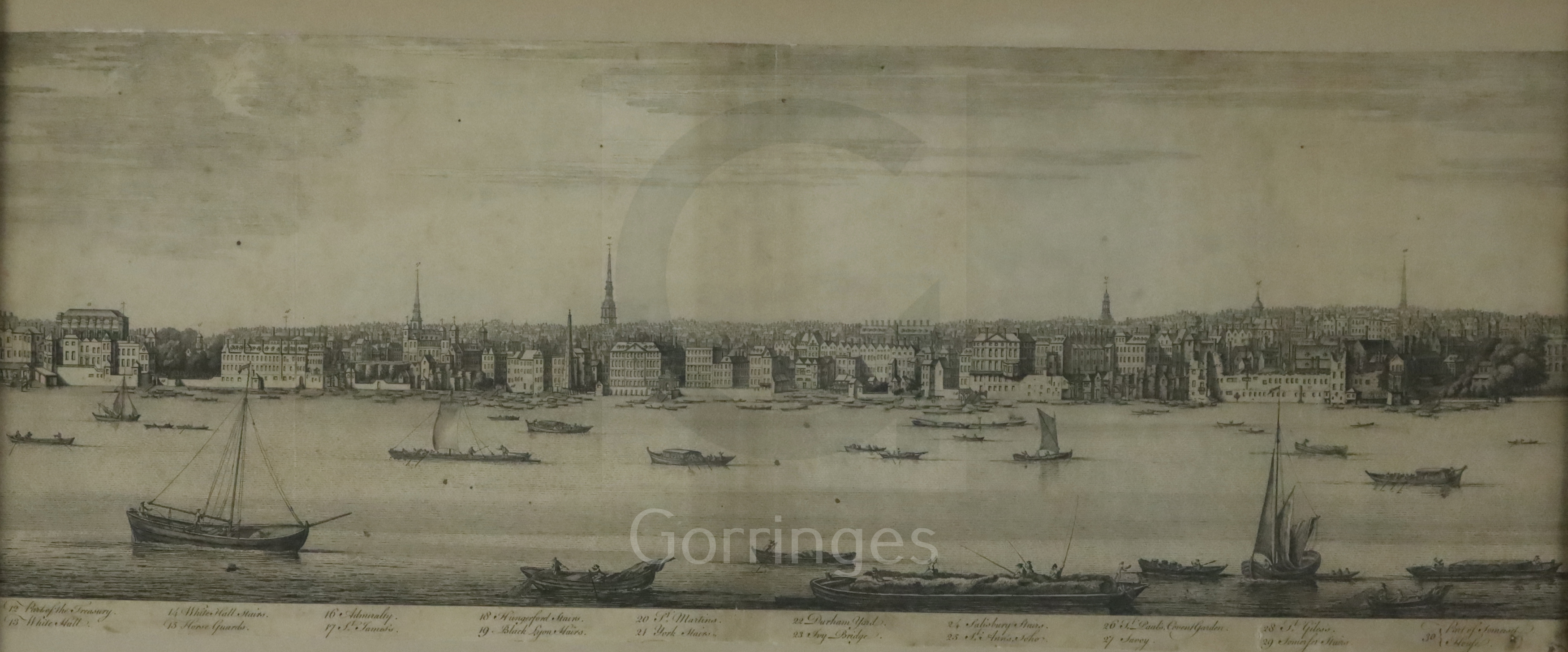 Samuel & Nathaniel BuckengravingA Panorama of Thames from Westminster Bridge to London Bridge, - Image 2 of 3