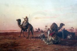 William Luker (1828-1905)oil on canvasArabs and camels in an encampmentsigned and dated 188012 x