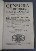 Antonio, Nicolas - Censura de Historias Fabulosas, Obra Posthuma, folio, contemporary vellum,