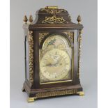 Francis Dorrell of London. A George III stained pearwood and ormolu repeating bracket clock, the