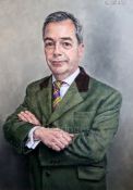 David Griffiths (20th C.)oil on canvasPortrait of Nigel Farage M.E.Psigned and dated 201740 x 30in.