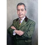 David Griffiths (20th C.)oil on canvasPortrait of Nigel Farage M.E.Psigned and dated 201740 x 30in.