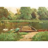 Alfred de Breanski (1852-1928)oil on canvasThe Lower Shepperton Ferry at Waltham on Thamessigned and