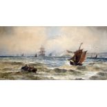 Thomas Bush Hardy (1842-1897)watercolourShipping off Newhavensigned and dated 189010 x 20.5in.