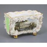 A Rockingham porcelain card rack, c.1830-42, finely painted with a titled view 'Newstead Abbey,