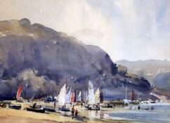 Trevor Chamberlain (1933-)watercolour'Busy Beach, Salcombe'signed and dated 19749 x 12.5in.