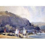 Trevor Chamberlain (1933-)watercolour'Busy Beach, Salcombe'signed and dated 19749 x 12.5in.