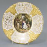 A Rockingham porcelain cabinet plate, c.1830-42, painted by George Speight with a titled scene '