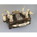 An impressive Victorian silver and hippopotamus tusk mounted coromandel wood rectangular smokers