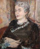 Dame Ethel Walker (1861-1951)oil on canvasHalf length portrait of a seated lady24 x 20in., unframed