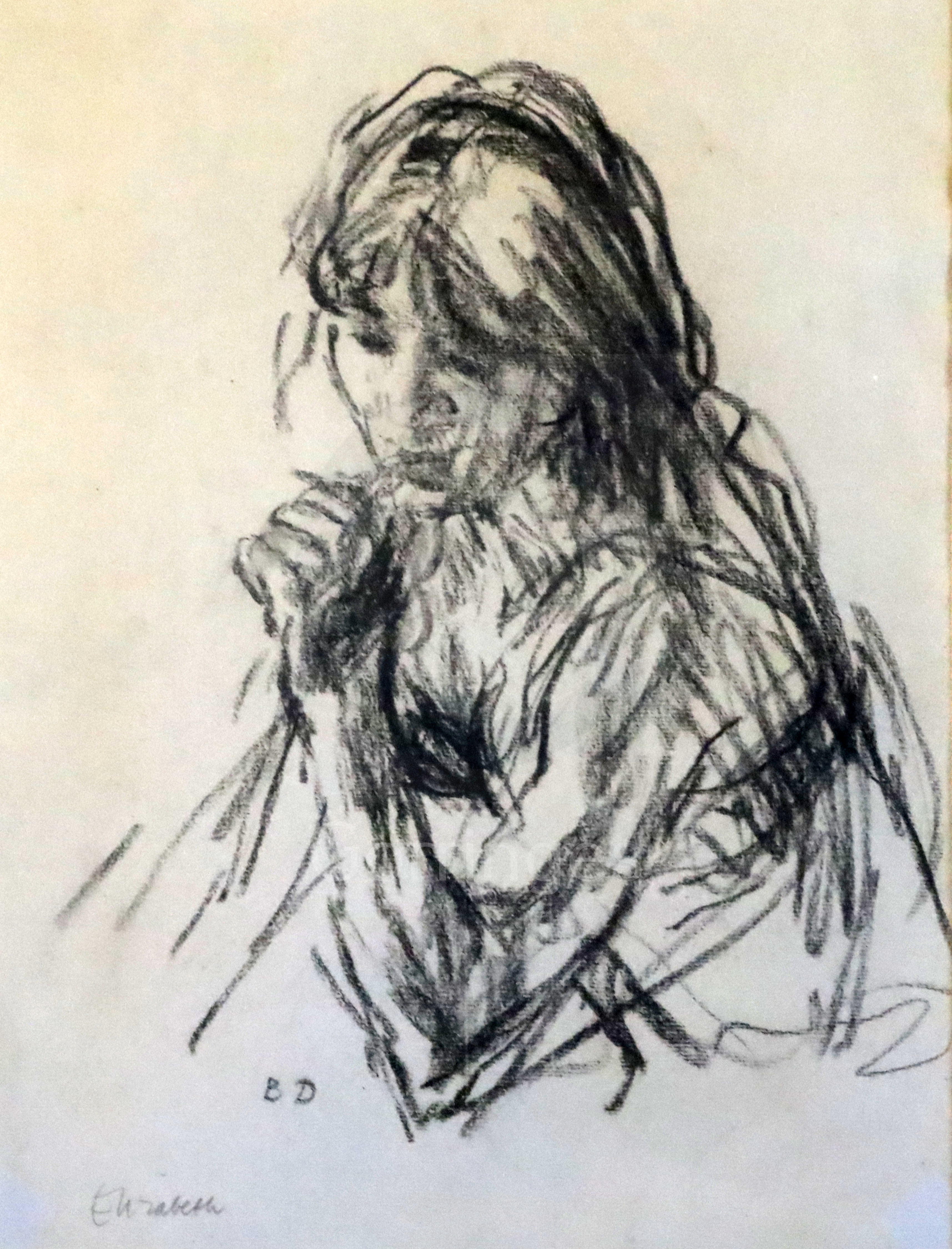 Bernard Dunstan (1920-2017)charcoal on paperPortrait of Elizabeth initialled, 15.5 x 11.75in., and a
