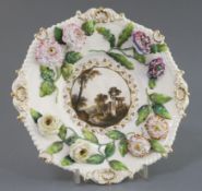 A rare Rockingham porcelain octagonal cabinet plate, c.1830-42, the centred finely painted with a