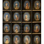 A set of early 19th century Company School gouache portraits of Indian noblemen, each 6 x 5.5in.