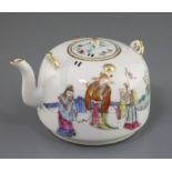 A Chinese famille rose teapot and cover, Xianfeng mark and of the period (1851-61), painted with