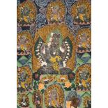 A thangka depicting a Buddhist wrathful deity, Tibet, first half 20th century, surrounded other