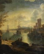 18th century Italian Schooloil on canvasFigures overlooking a harbour27 x 22.5in., unframed