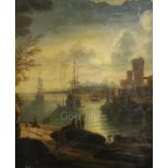 18th century Italian Schooloil on canvasFigures overlooking a harbour27 x 22.5in., unframed
