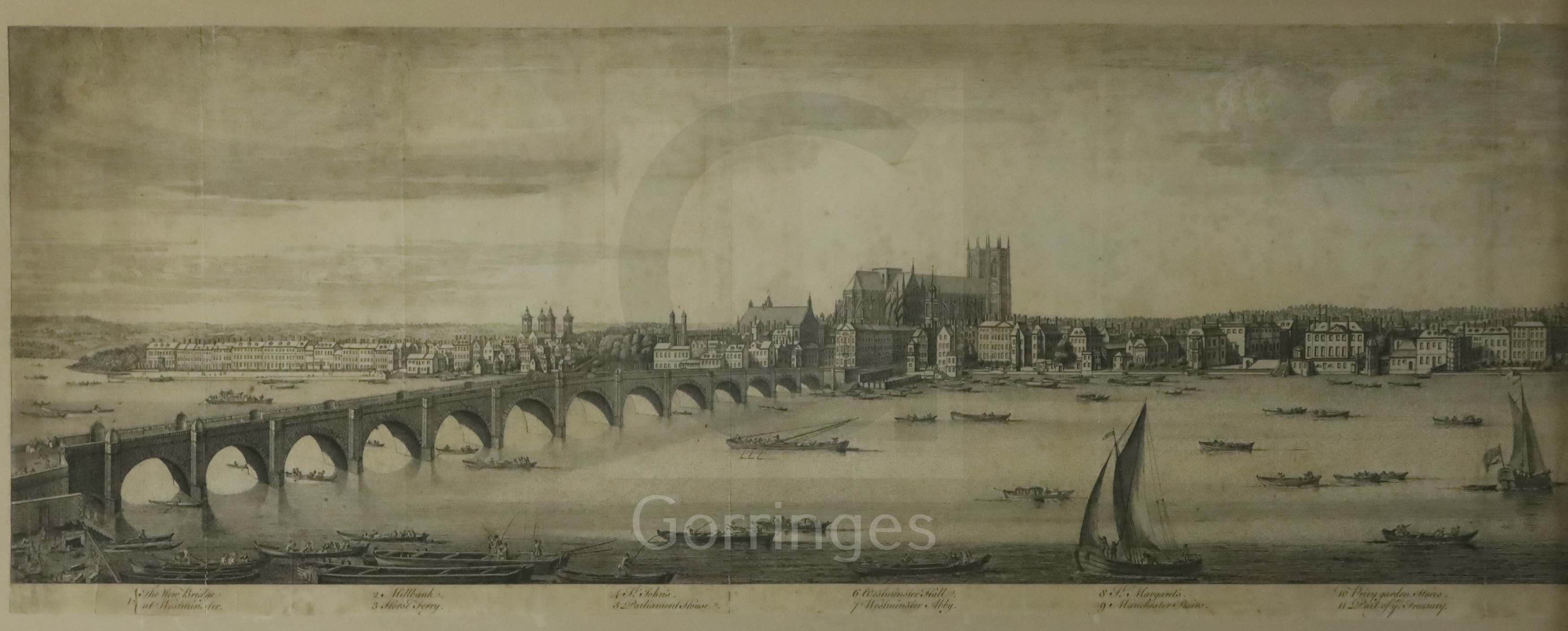 Samuel & Nathaniel BuckengravingA Panorama of Thames from Westminster Bridge to London Bridge,