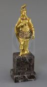 A 17th century Augsberg gem encrusted ormolu figure of Minerva, standing wearing a dragon crested