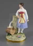 A Rockingham porcelain figure of a Continental peasant Paysanne de Sagran en Tirol, c.1830 impressed