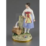 A Rockingham porcelain figure of a Continental peasant Paysanne de Sagran en Tirol, c.1830 impressed