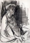 § Dame Laura Knight R.A., R.W.S. (1877-1970)black chalk on paperPortrait of Paul Schofieldsigned13.