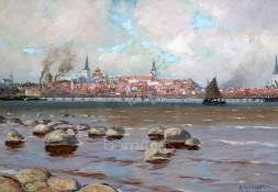 Andrei Afanasievich Egorov (Russian 1878-1954)gouache on paperA View of Tallinn, formerly Reval,