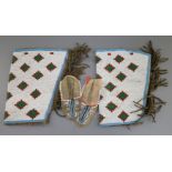 A pair of 19th century Native American Northern Plains beadwork skin child's moccasins, 5in. and a