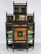 A Victorian Aesthetic Movement parcel gilt, ebonised and burr wood chiffonier, with raised