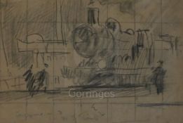 Sir Frank Brangwyn (1867-1956)3 pencil drawingsStudy for Cannon Street Station, 5 x 7.25in.; Male