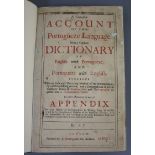 Justice, Alexander - A Compleat Account of the Portugueze Language, 1st edition, folio, rebound calf