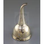 A George III silver wine funnel by William Burwash, with engraved crest, London, 1819, 14.2cm.