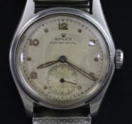 A gentleman's stainless steel Rolex Oyster Royal manual wind wrist watch, with Arabic and dot