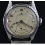 A gentleman's stainless steel Rolex Oyster Royal manual wind wrist watch, with Arabic and dot