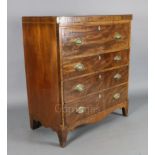 A Regency ebony strung and inlaid mahogany secretaire chest, the frieze decorated with Greek key