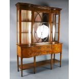 A fine quality 19th century Sheraton revival marquetry inlaid satinwood display cabinet, retailed by