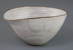 A large Dame Lucie Rie (1902-95) and Hans Coper (1920-1981) stoneware bowl, c.1955, the buff body