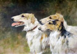 Arthur Wardle (1864-1947)oil on cardStudy of three borzoisigned10 x 15in.