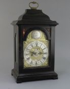 John Rowe, London (1714-1727). A George I ebonised pearwood hour repeating bracket clock, the 6 inch
