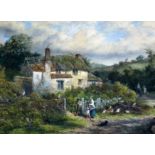 Edgar John Varley (1839-1888)watercolourA wayside cottage near Shaugn, South Devonsigned and