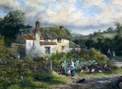 Edgar John Varley (1839-1888)watercolourA wayside cottage near Shaugn, South Devonsigned and