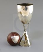 Mr H Dodge, an Edwardian presentation cricket ball and a plated trophy cup, the cricket ball with